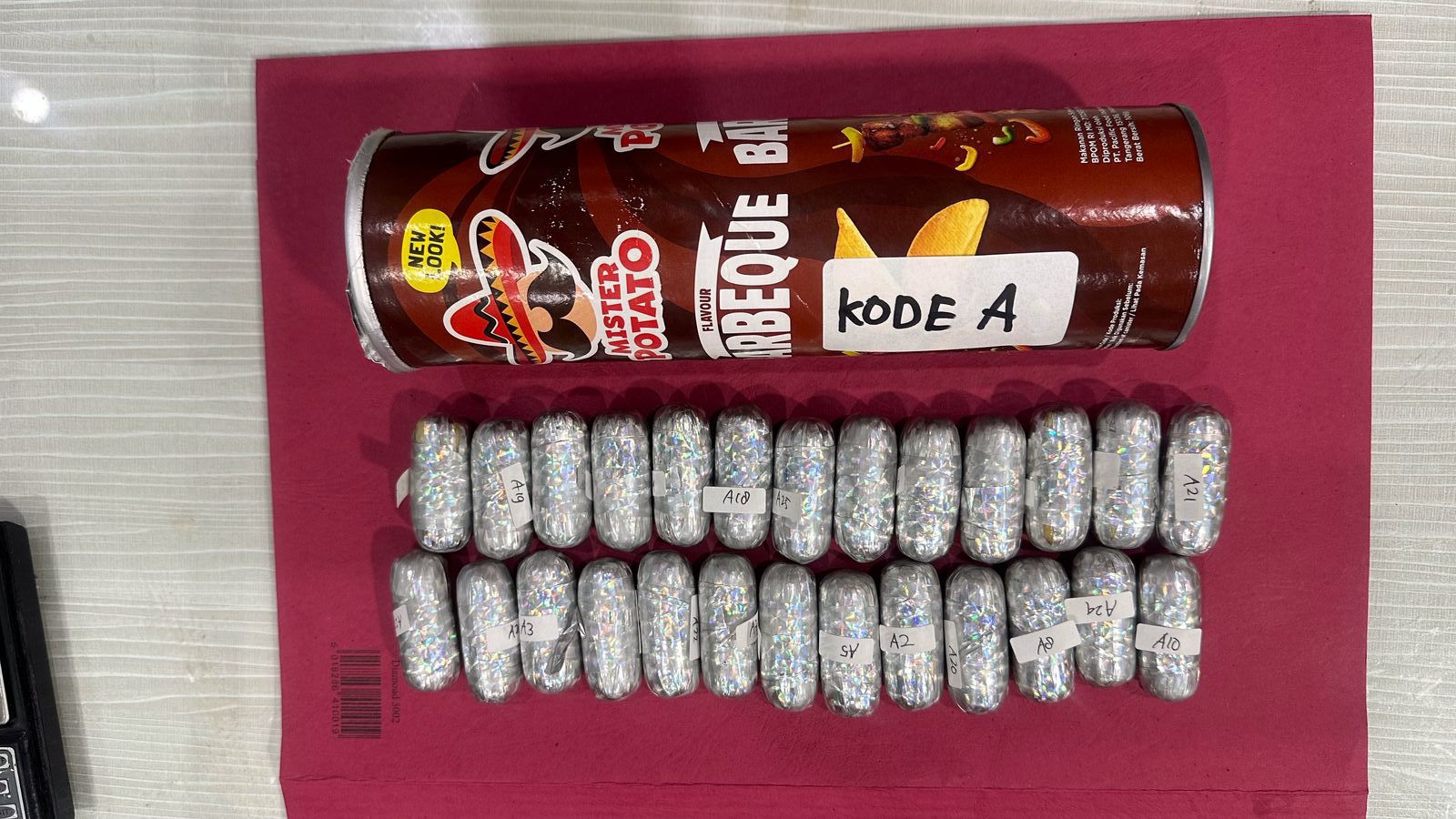 Barang bukti 577 gram Sabu di kaleng Mister Potato