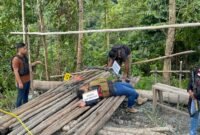 Satgas Damai Cartenz dan Polres Nabire memperagakan 21 adegan rekonstruksi pembunuhan dua personel Brimob di Papua Tengah, Selasa (26/8/2025). (Dok-Polri)