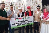 MUI Kota Tangerang bersama sejumlah lembaga melepas bantuan kemanusiaan berupa 6.000 paket pangan menuju Palestina. (Dok-Istimewa)
