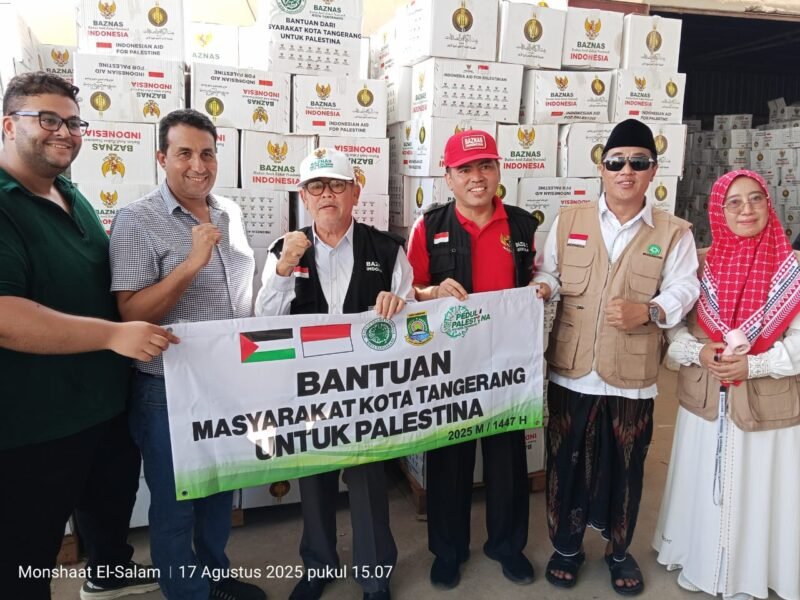 MUI Kota Tangerang bersama sejumlah lembaga melepas bantuan kemanusiaan berupa 6.000 paket pangan menuju Palestina. (Dok-Istimewa)