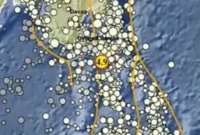 Tangkapan layar informasi gempa bumi di Melonguane dari BMKG (Twitter @infoBMKG)