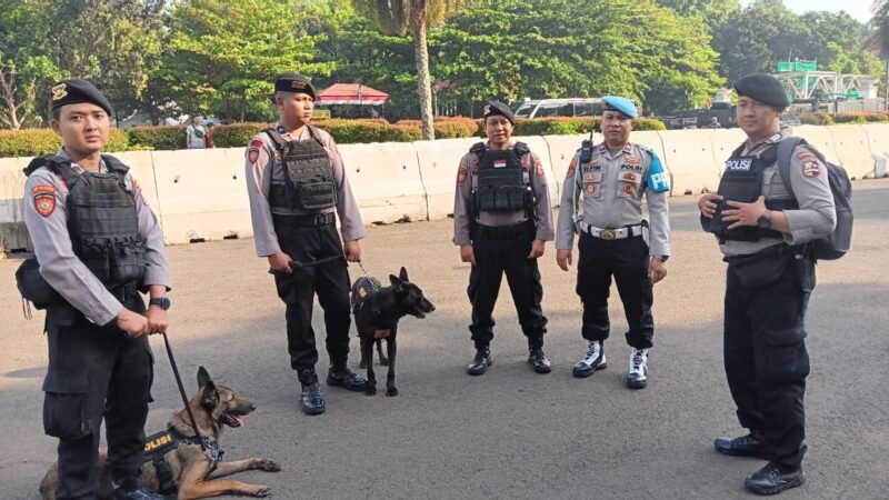Unit K9 Polri disiagakan di berbagai titik strategis Jakarta untuk mengamankan perayaan HUT RI ke-80, Minggu (17/8/2025). (Dok-Polri)