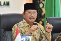 Direktur Jenderal Pendidikan Islam Amien Suyitno saat memberi keterangan pers terkait sertifikasi guru PAI melalui PPG 2025, Selasa (19/8/2025). (Dok-Kemenag)